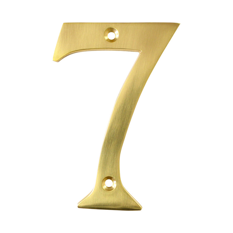 Numéro de maison 4 po, 7, Laiton poli