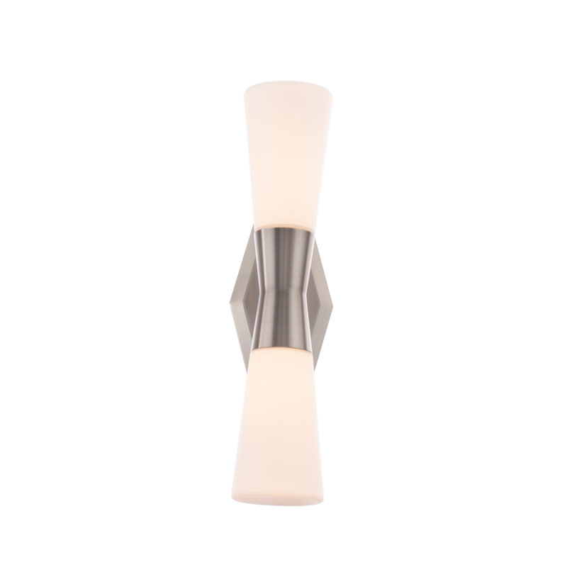 2 - Light LED Dimmable Armed Sconce, Brushed Nickel, 18.13" H x 4.5" W x 4.88" D