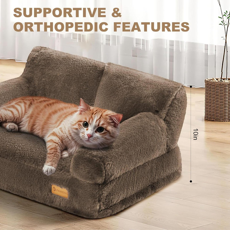 Canapé pour chien, canapé pour chats d'intérieur, petit canapé apaisant pour chats de taille moyenne et chiens, Brown