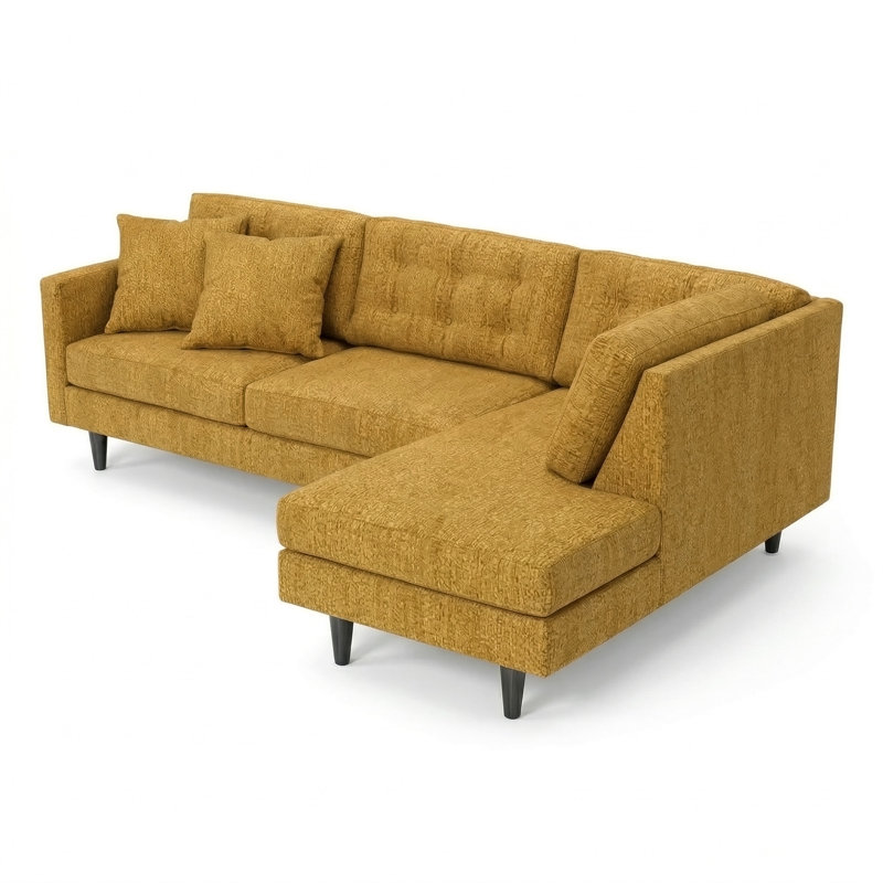 Canapé modulaire Talmadge, Beige + jaune, jaune moutarde, polyester jaune