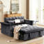 Lit en velours gris foncé, 31 pliable, dossier réglable, table d'appoint avec sac de rangement et coussins, coussins pliables pour un espace de vie confortable
