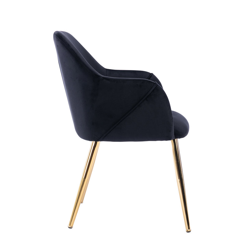Abdulbaki 46cm H Velvet Upholstered Armchair, Black