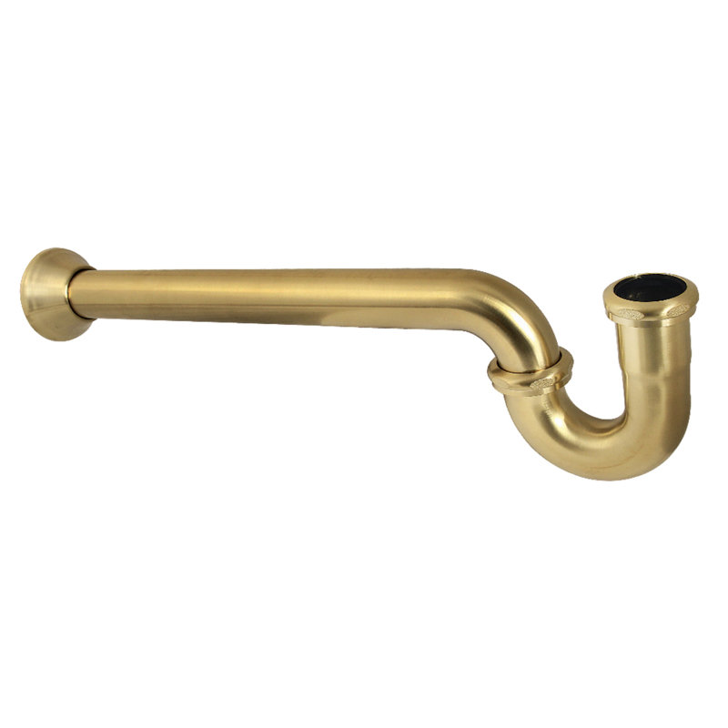 Siphon en P de 1-1 / 4 po Kingston avec bride en forme de cloche, calibre 18, Laiton brossé, 18"