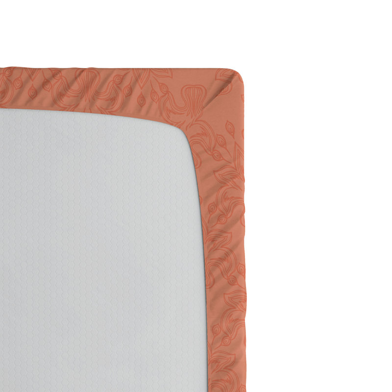 Drap-housse orange Ambesonne, Floral pêche, Drap-housse de taille double