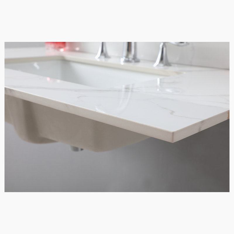 37.01'' Sintered Stone Single Bathroom Vanity Top with Sink
