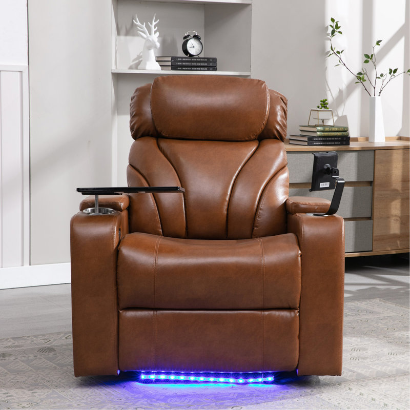 Fauteuil inclinable électrique Power Motion avec port de charge USB, rangement pour bras cachés, porte-gobelet pratique et haut-parleur Bluetooth