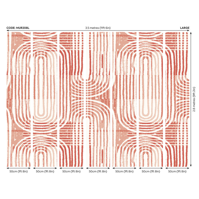 Matte Non-Pasted Wall Mural, 280cm L x 350cm W, Orange