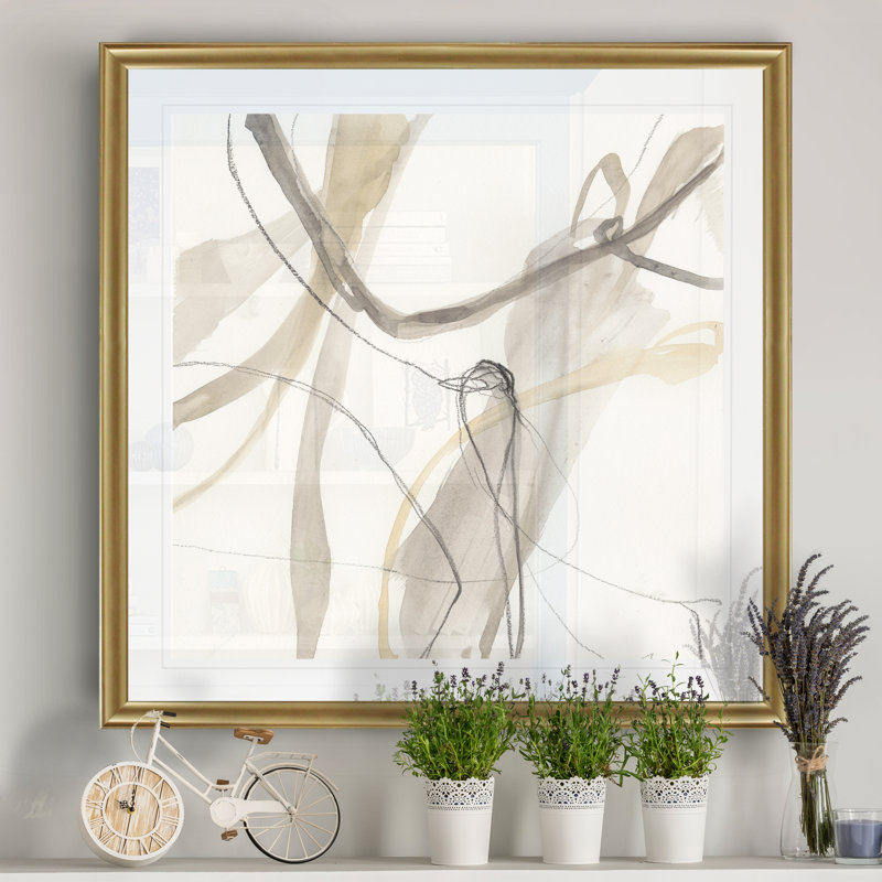 Neutral Momentum III, peinture sur toile, Impression encadrée, H 17,5 po x l 17,5 po, Doré