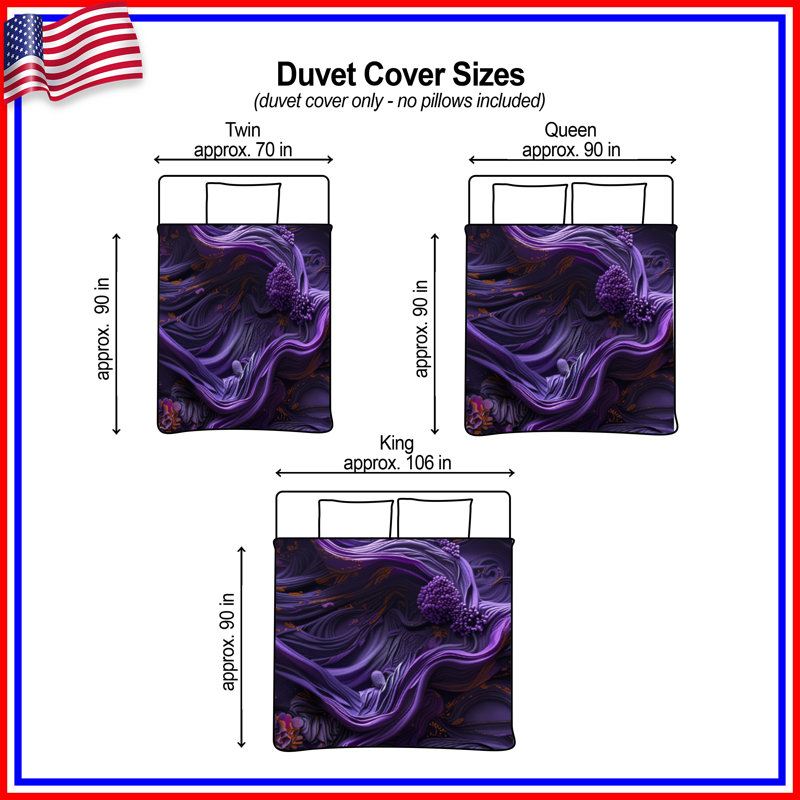 Housses de couette tourbillons mauves complexes, Grand lit