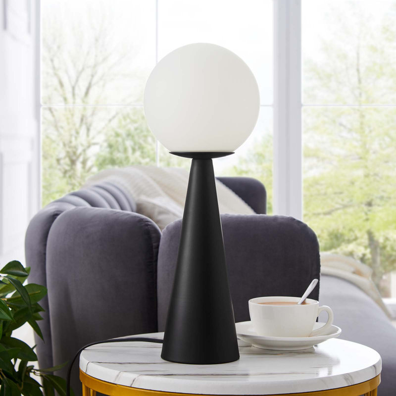 Modway Apex Glass Globe Glass Table Lamp, Black