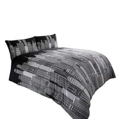 Buildings Theme Duvet Cover Set with Matching Pillowcases - Polycotton Bedding UK