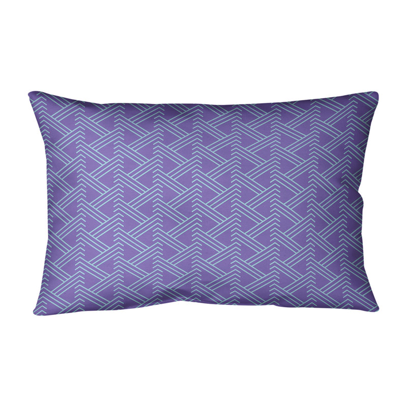 Coussin lombaire à motif Zig Zag, H 14 po x l 20 po, Mauve / bleu sarcelle, Polyester / Bourre en polyester