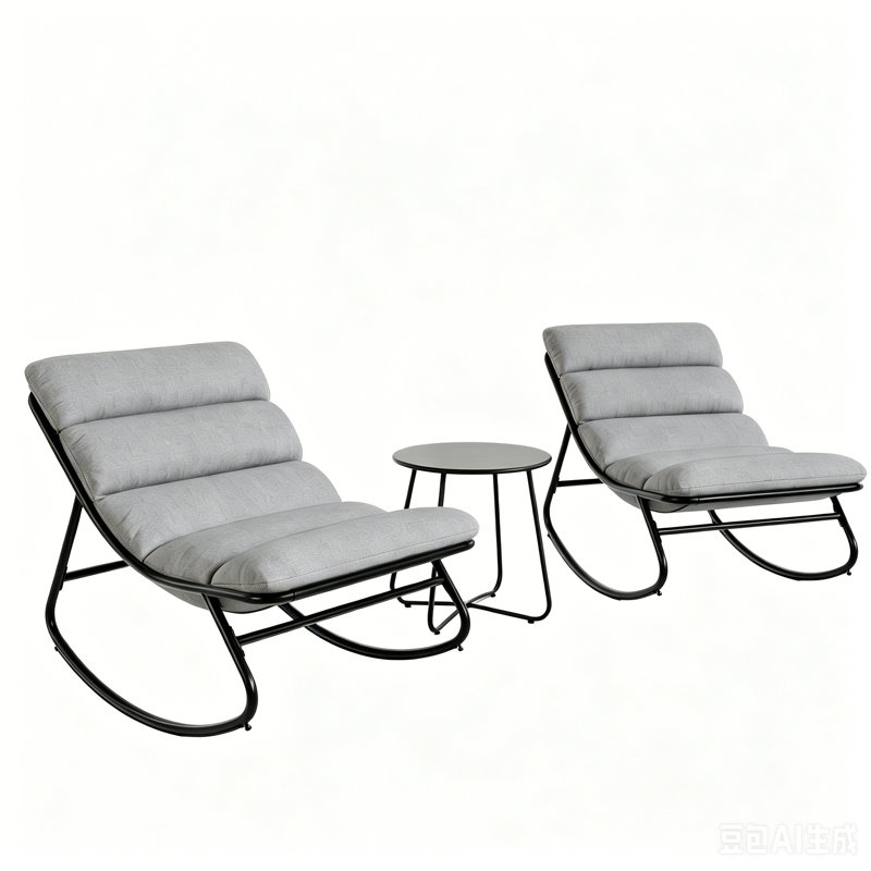 Ensemble de chaises berçantes d'extérieur avec coussin épais