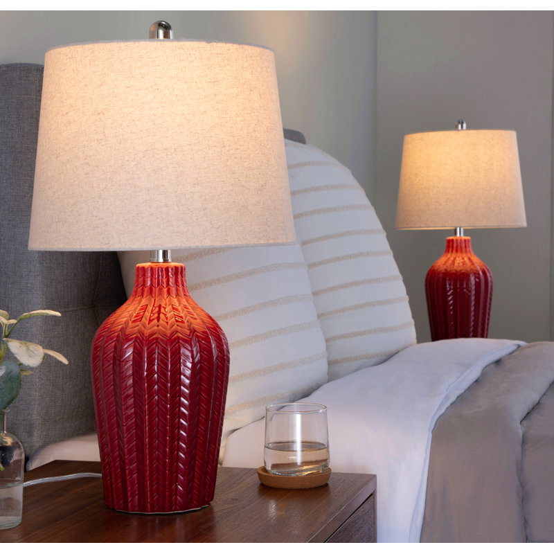 Lampe de table contemporaine en céramique, Rouge