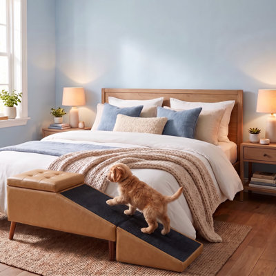 Rampe et escalier pliable 2 en 1 pour animal de compagnie avec coussin antidérapant détachable, repose-pieds convertible