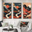 «Pine Tree In Graphic Terra Cotta Mountain Landscape», 3 pièces sur toile-252919978-252919977