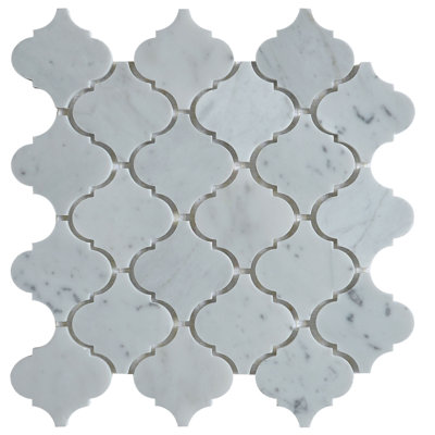 Lantern 3 in. x 3 in. Arabesque Polished Marble Tile