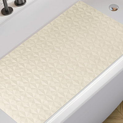 Tapis de bain antidérapant beige - Tapis de douche en caoutchouc naturel 16 po x 28 po