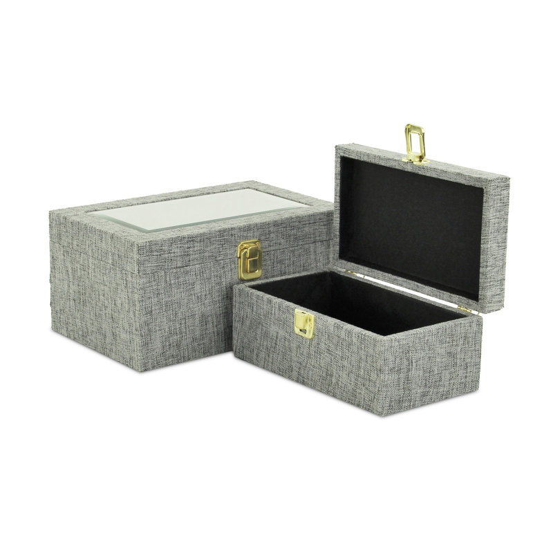 Ensemble de 2 boîtes décoratives Aiyanna, Gris