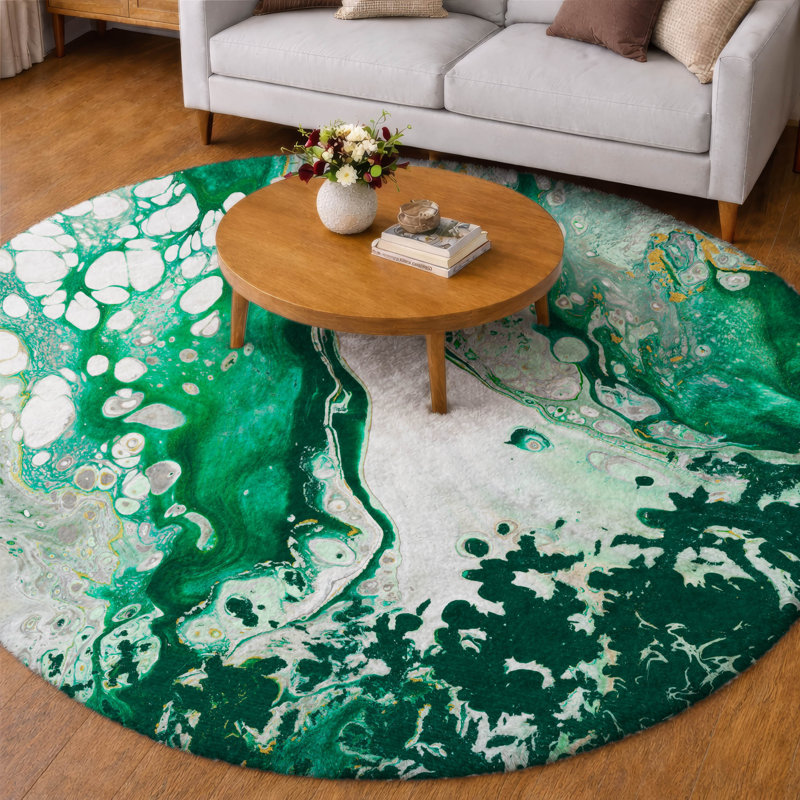 Premium Machine Washable Dream Shag ADS55 Abstract Rug, 8' Round