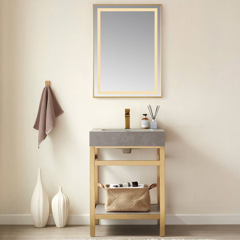Miroir de salle de bain Papke, Or brossé
