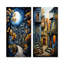 Art mexicain, paysage, odyssée d'Oaxaca, ensemble de 2 reproductions d'art abstrait-741624543-741624538
