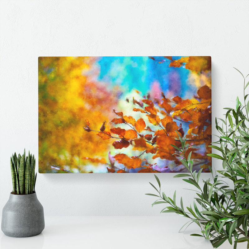 Autumn Leaves Abstract - Wrapped Canvas Painting, 50cm H x 76cm W x 3cm D