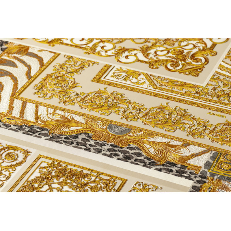 1005cm x 70cm Wallpaper Roll, Metallic/Brown/White