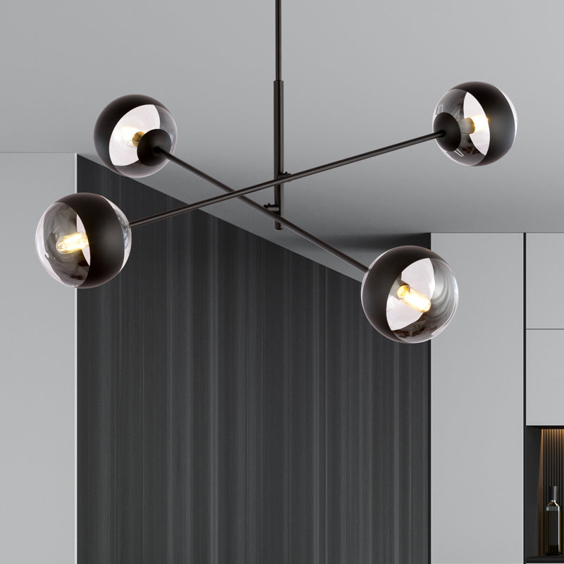 4 - Light Sputnik Chandelier, Transparent/Black