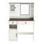 Élégant meuble-lavabo avec station de charge, éclairage tricolore et traitement de surface imperméable, miroir de maquillage blanc réglable, prises de courant intégrées, deux tiroirs de rangement,