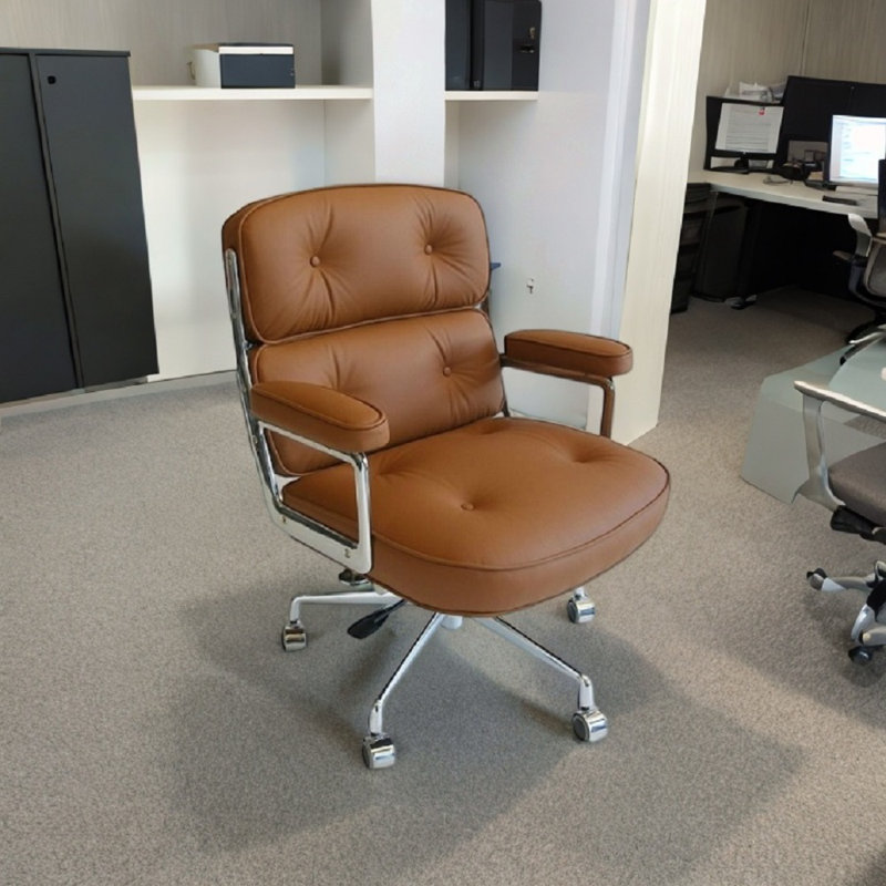 Astrahan Leather Tufted Office Chair, Tan