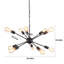 Lustre spoutnik noir 10 lumières à intensité variable avec cordon et interrupteur, idéal pour le salon, la salle à manger et le vestibule