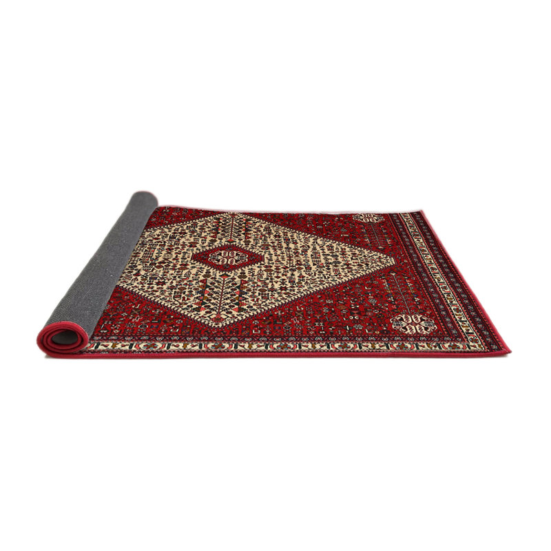Tapis rouge/ivoire traditionnel Eustorgios, Carré 3 pi