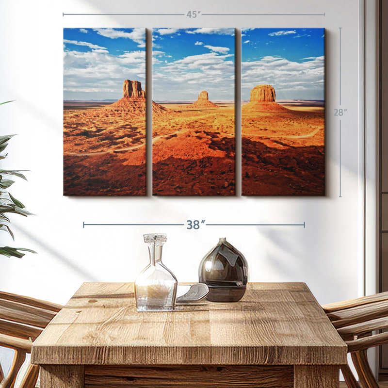 Nature " Monument Valley I " 3 - Pieces, 28" H x 45" W x 1.25" D