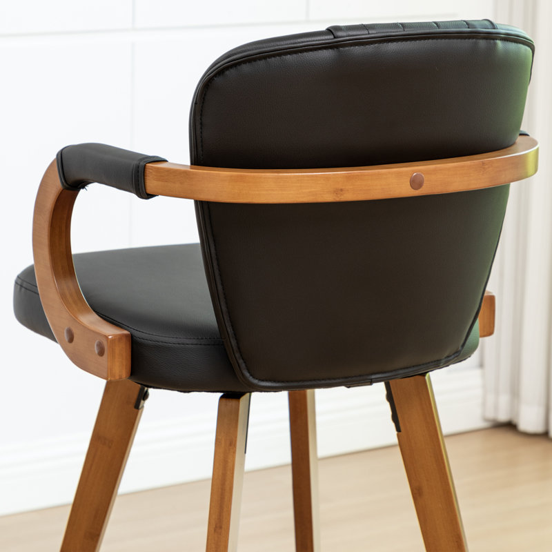 Swivel Upholstered Counter Stool, Black, Counter Stool (26” Seat Height)
