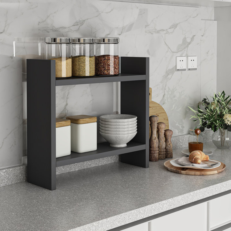 Tablette de cuisine moderne anthracite 13,4 po x 3,9 po x 11,8 po | Panneau de particules 100% enduit de mélamine, durable et élégant | Parfait pour organiser l'espace de cuisine, design élégant pour les maisons contemporaines