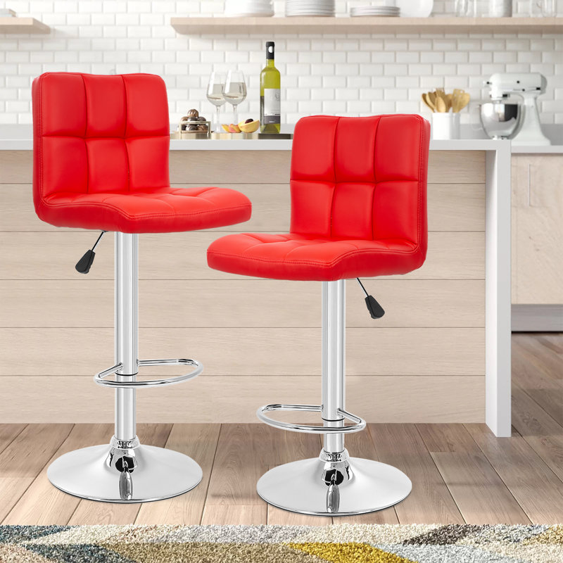 Tabouret pivotant à hauteur réglable Deneena, Rouge
