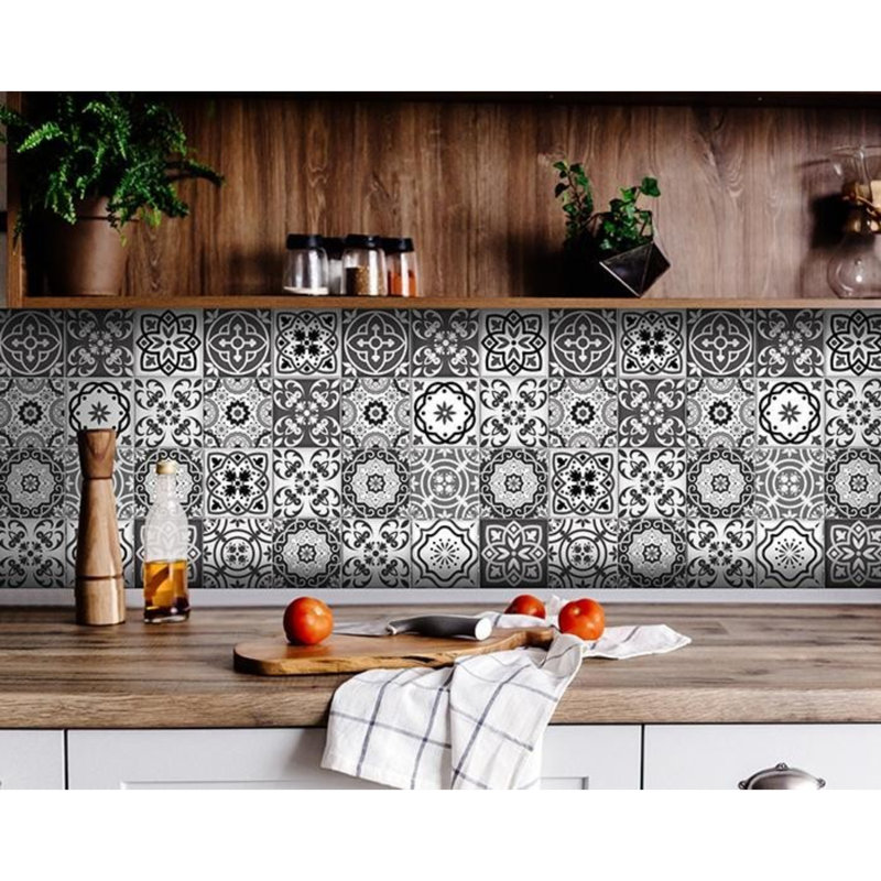 Abstract Non-Wall Damaging Tile Decals, 8" H x 8" W