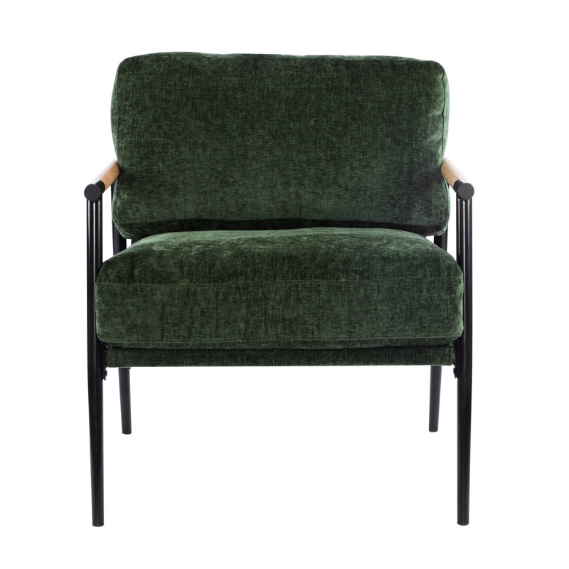 Chaise d'appoint moderne avec coussins et structure en métal, revêtement en tissu pour une utilisation confortable et fabrication en bois, style 27,48 po