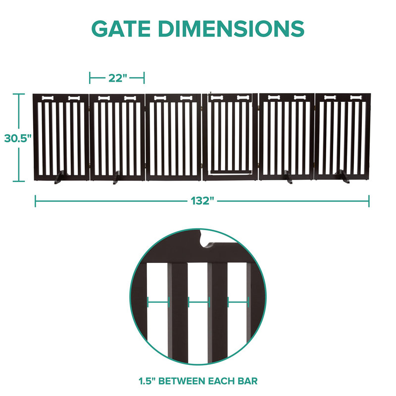 Ciaria Free Standing Pet Gate, Dark Wood