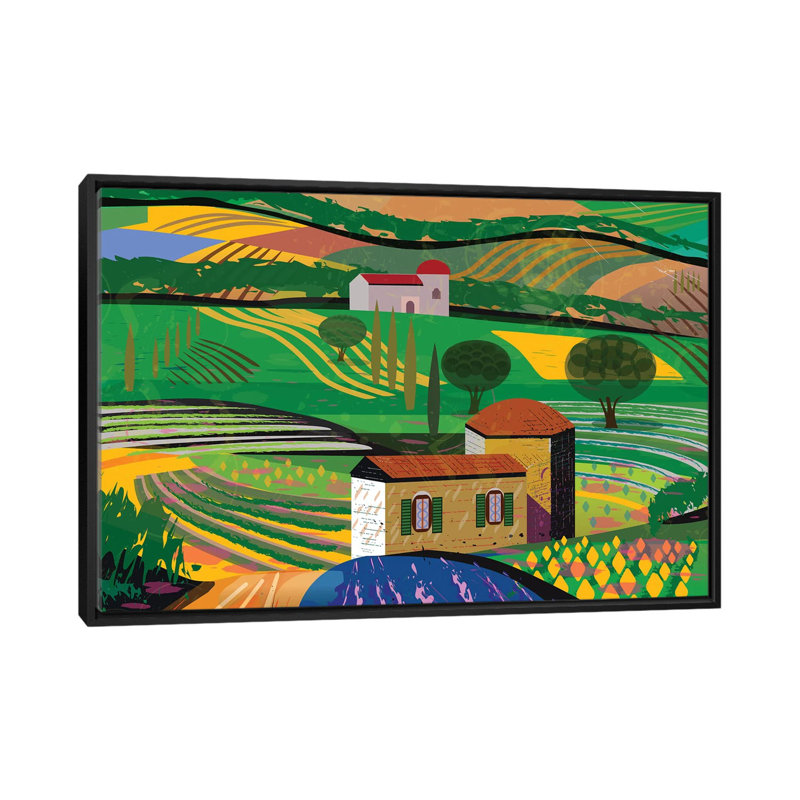 « summer fields », impression sur toile, H 18 po x l 26 po x P 1,5 po, Toile avec cadre noir, Pas de tapis