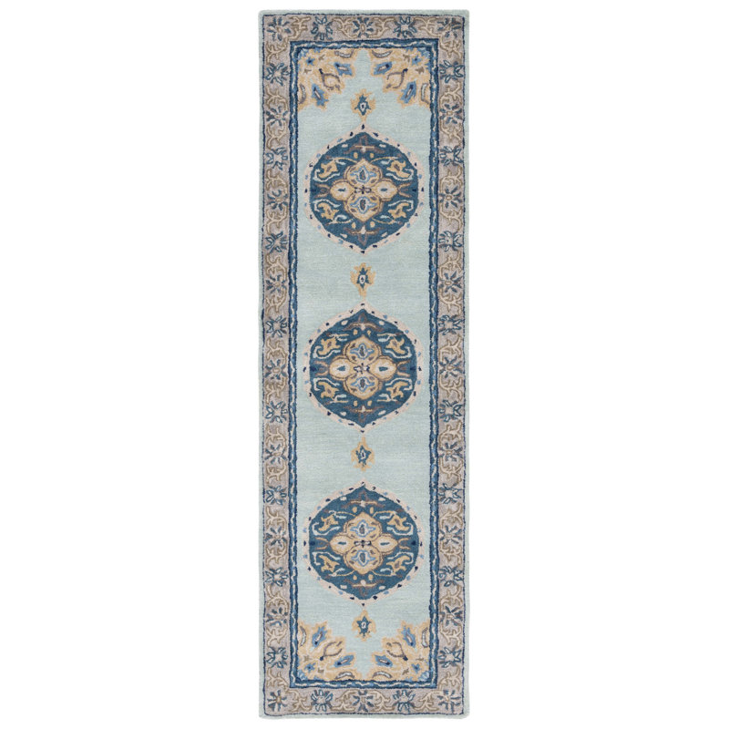 Tapis oriental en laine touffeté à la main Rafael, Tapis de couloir 2 pi 3 po x 12 pi