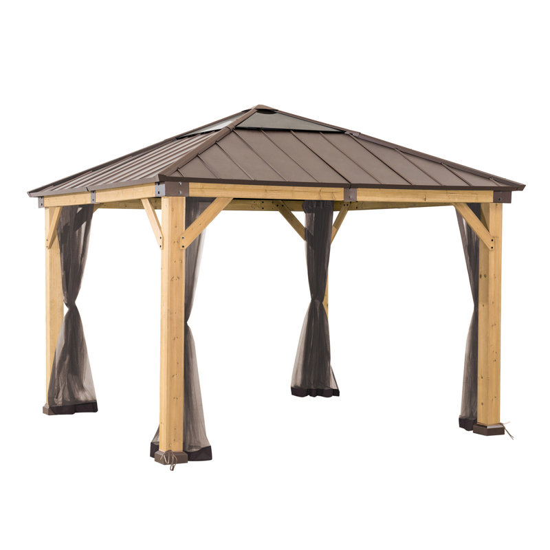 Khaki Polyester Replacement Mosquito Netting for 9x9 ft Wood Gazebo