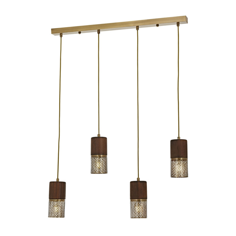 Lustre moderne moderne, structure en métal avec capuchon en bois, 43,3 po x 31,5 po x 3,5 po | 4 x douilles E27 (40 W maximum) | Éclairage élégant pour la maison ou le bureau, conception unique pour une ambiance étonnante