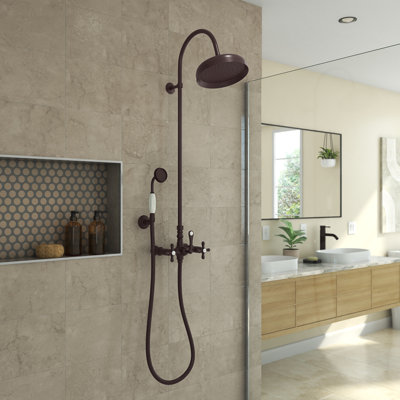 Ensemble de robinet de douche 10 x 28 1/2 avec douche à main Abbey, bronze huilé