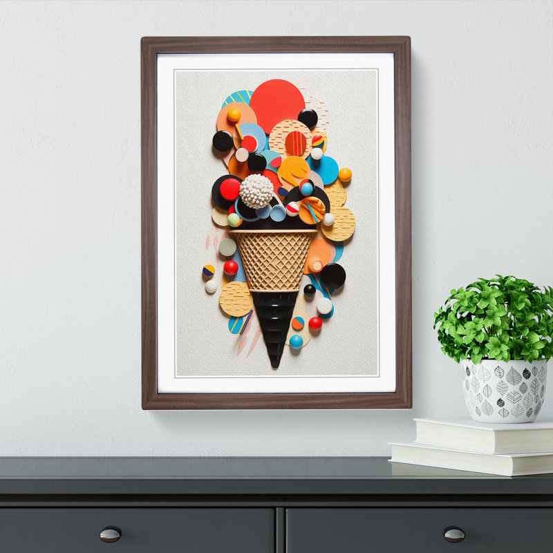 Ice Cream Constructivism No.2 - Framed Print, Walnut Framed, 34cm H x 25cm W x 2cm D