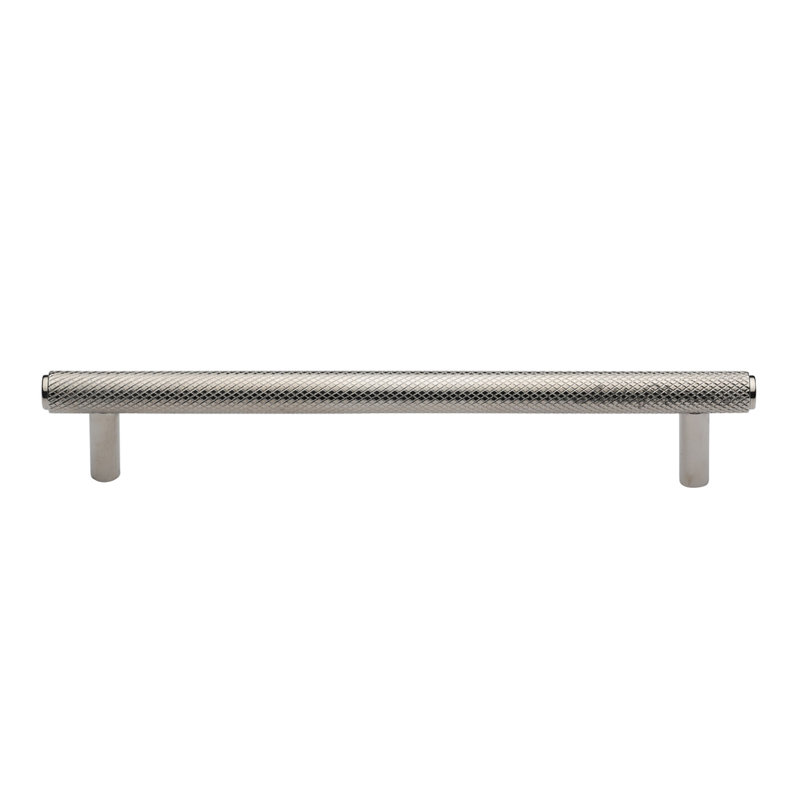 Poignée d'armoire moletée bâloise, Nickel poli, 10"