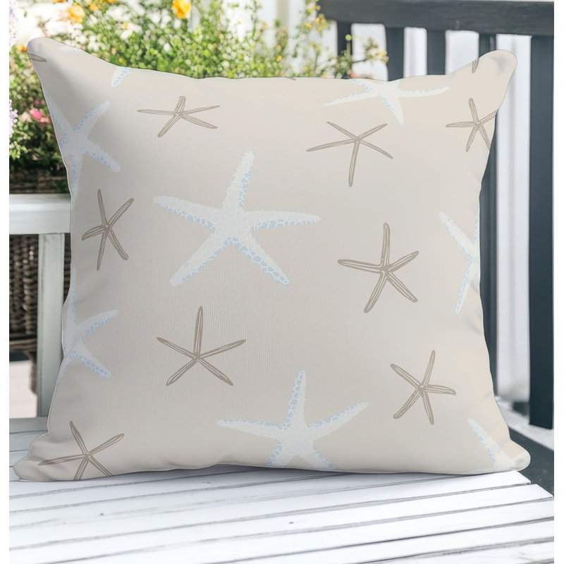 Coussin décoratif extérieur Starfish, Sable, Carré 18 po