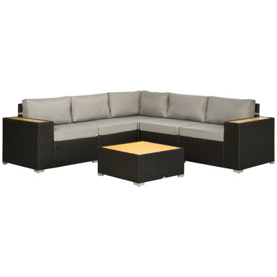 Ensemble de conversation modulaire avec coussins 6 pièces Khaleef