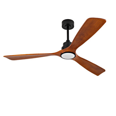Nouveau ventilateur de plafond de 60 pouces avec moteur à courant continu réversible à télécommande de 3 pales en bois massif de 18 W pour la maison